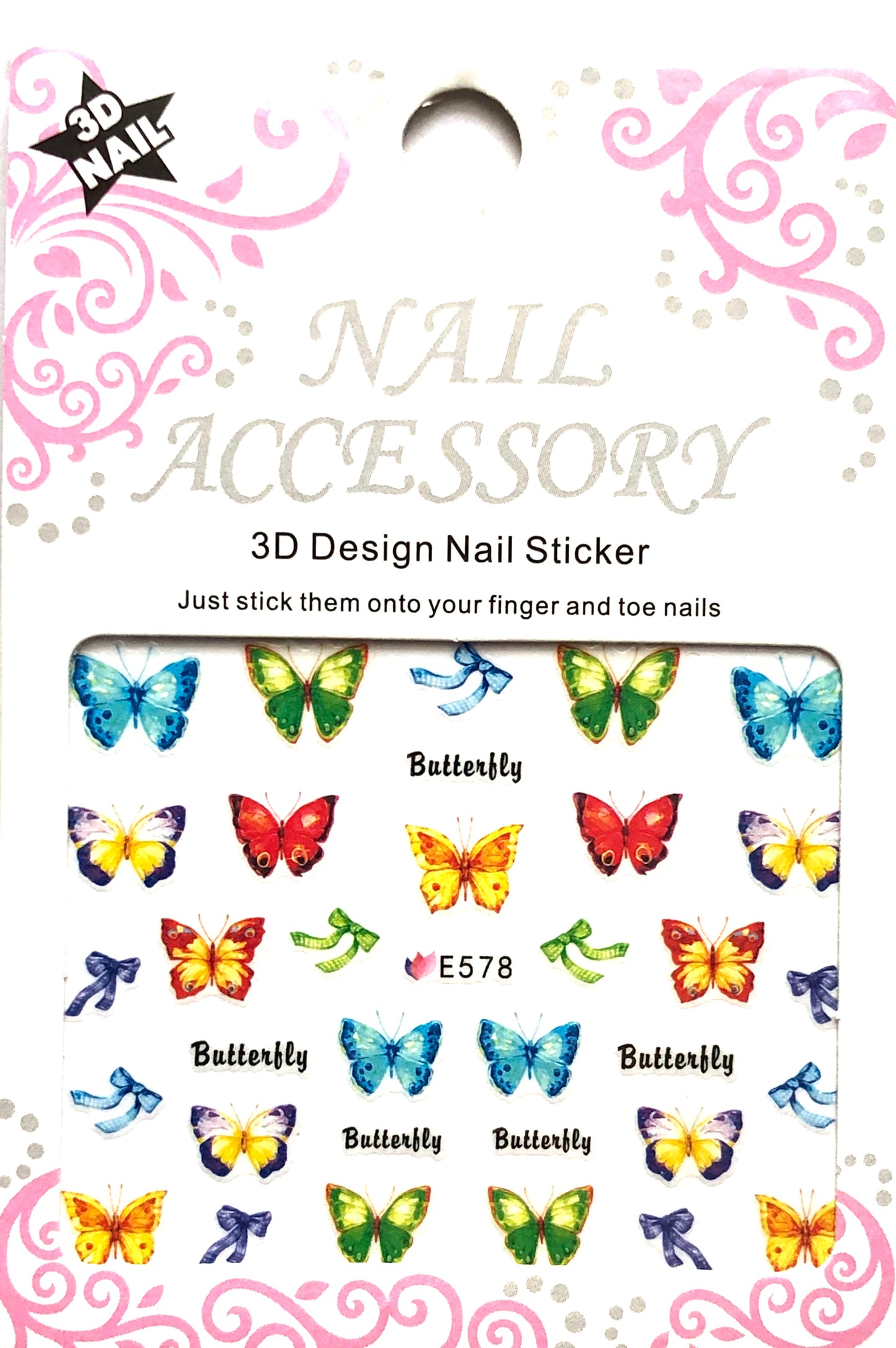 Butterfly 3D Design Nail Sticker (Mariposas) E-578 - E583