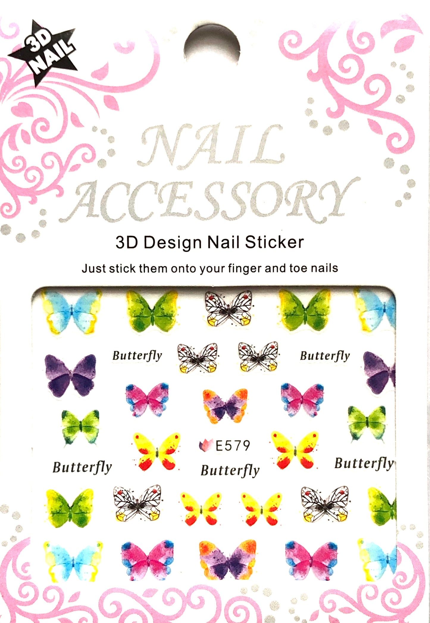 Butterfly 3D Design Nail Sticker (Mariposas) E-578 - E583