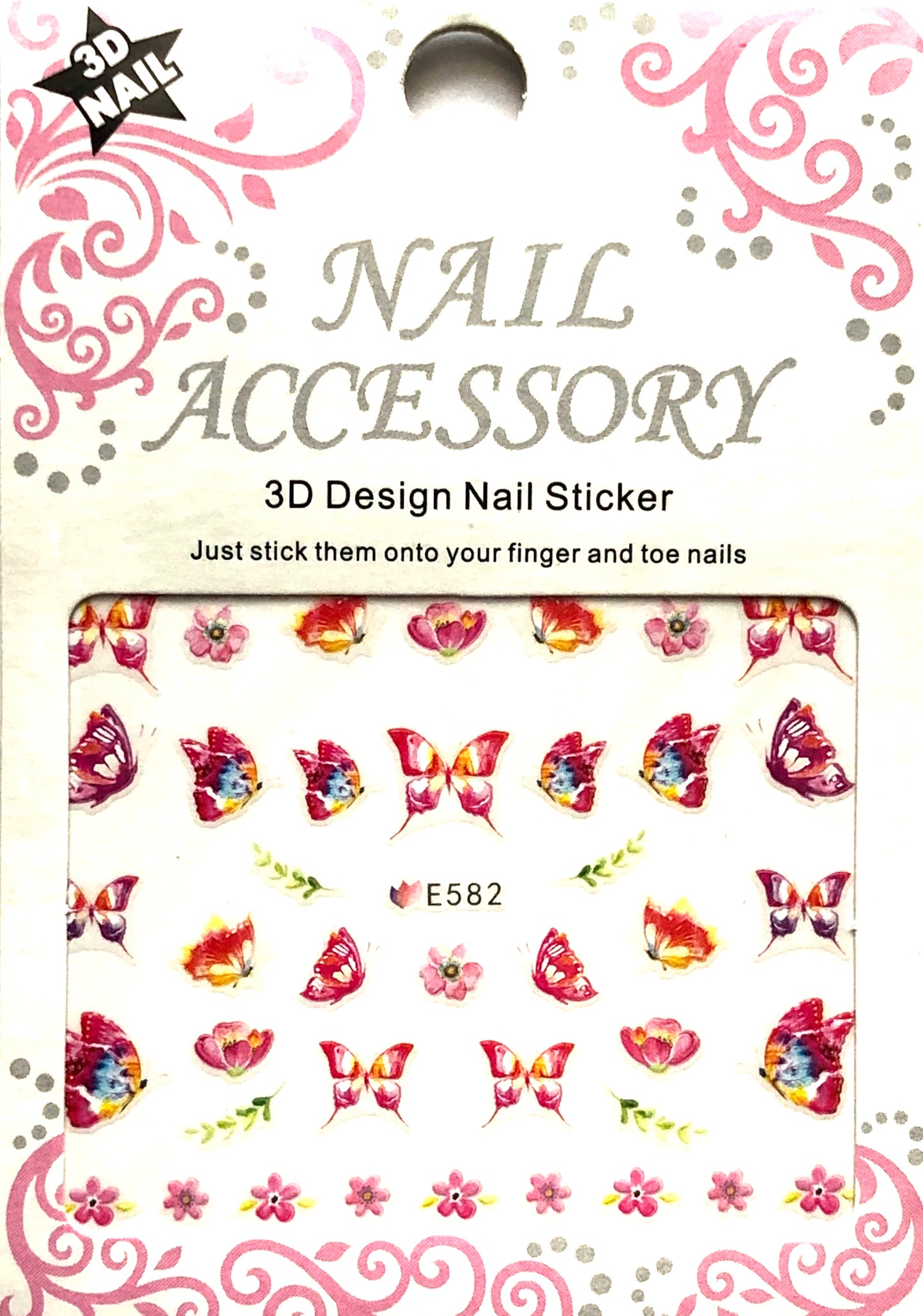 Butterfly 3D Design Nail Sticker (Mariposas) E-578 - E583