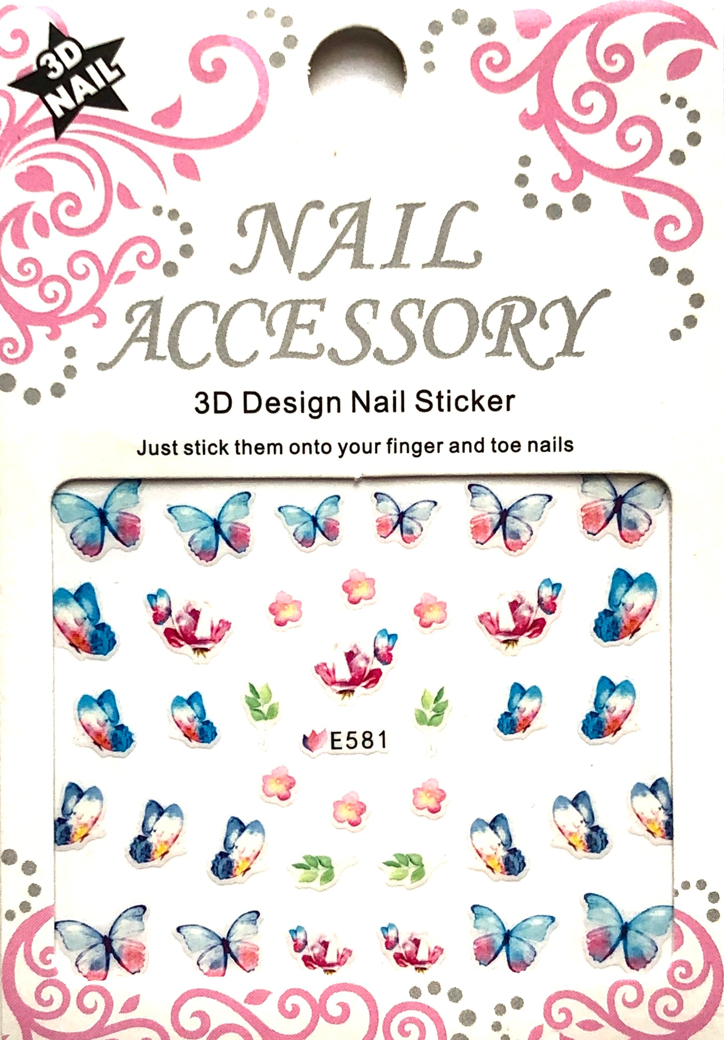 Butterfly 3D Design Nail Sticker (Mariposas) E-578 - E583