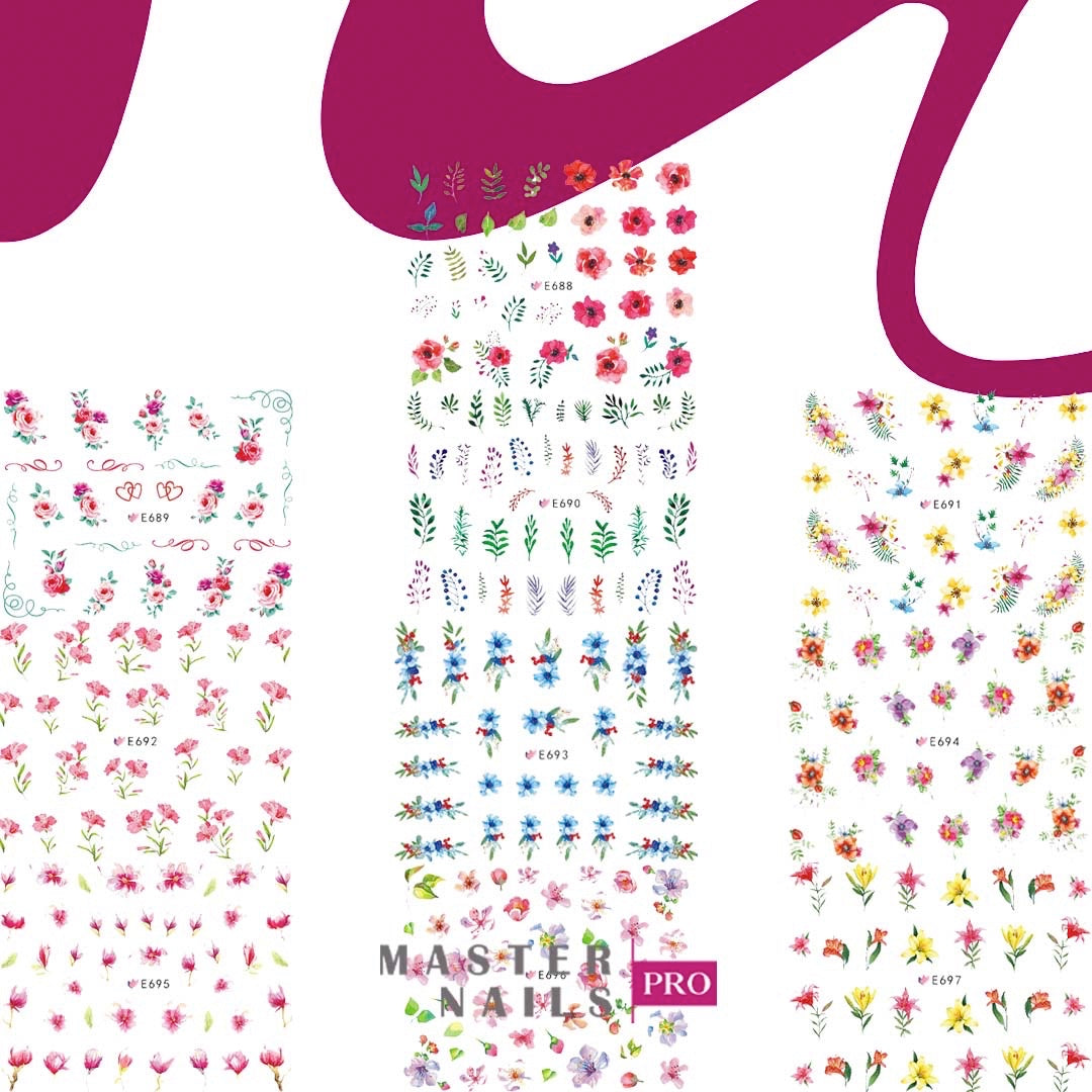 3D Nail Stickers (Flowers E688-E697)