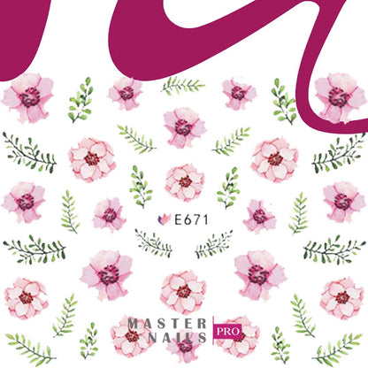 3D Nail Stickers (Flowers E666-E676)