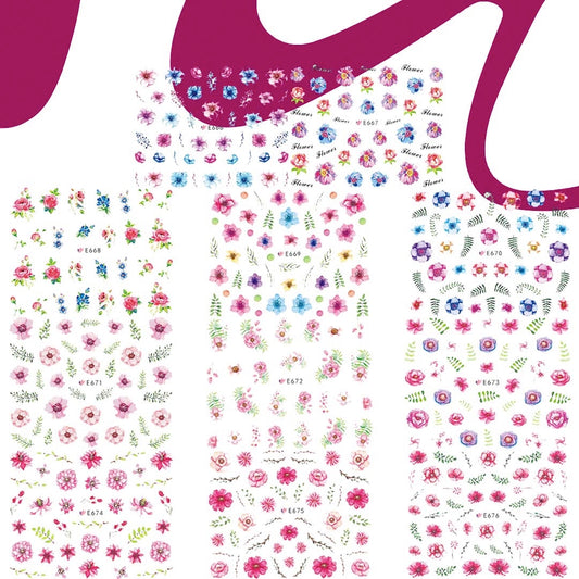 3D Nail Stickers (Flowers E666-E676)
