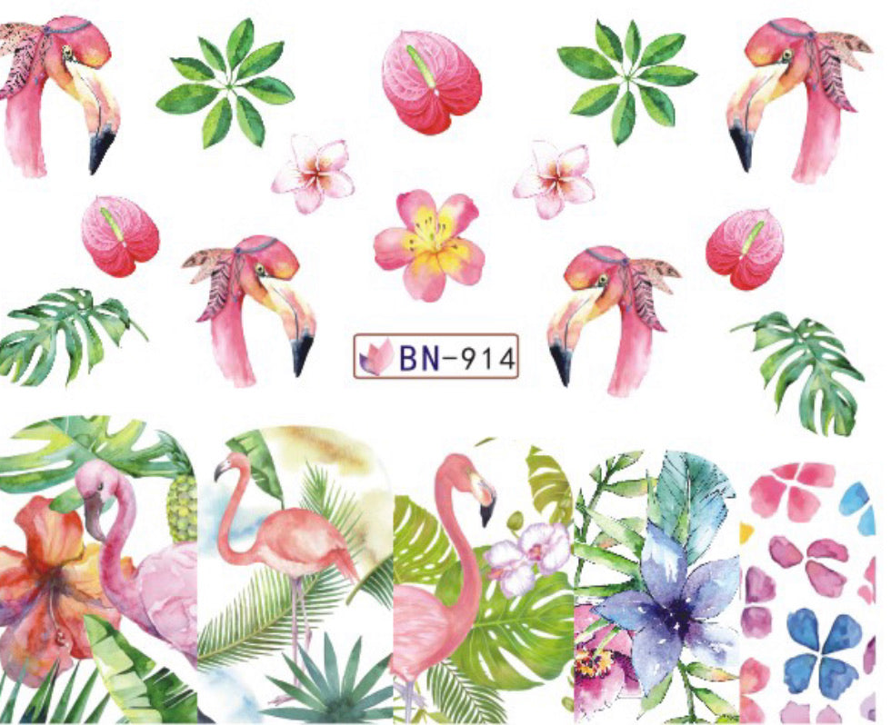 Flamingo Nail Stickers / Pegatina